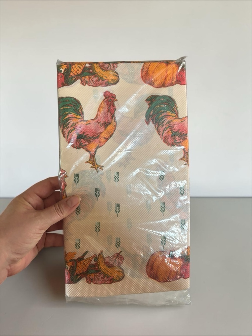 Vintage Creations Plus Rooster Paper Tablecloth NOS Made in Canada 50x94
